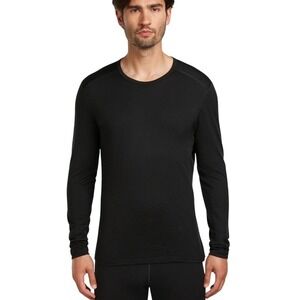 ICEBREAKER 200 Oasis Long Sleeve Crewe Merino Wool Thermal Men's Black Top L